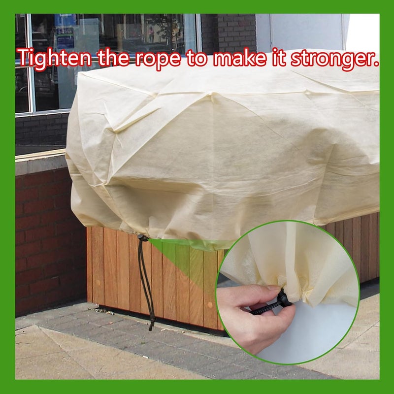 DINGBAI Plant Cover Freeze Protection, 39.3"x17.7"x15.7" Winter Plant Covers, Plant Frost Cover, Tree Plant Freeze Protection Covers, Planter Plant Winter Frost Blanket with Zip Drawstring,2 Pack - Image 4